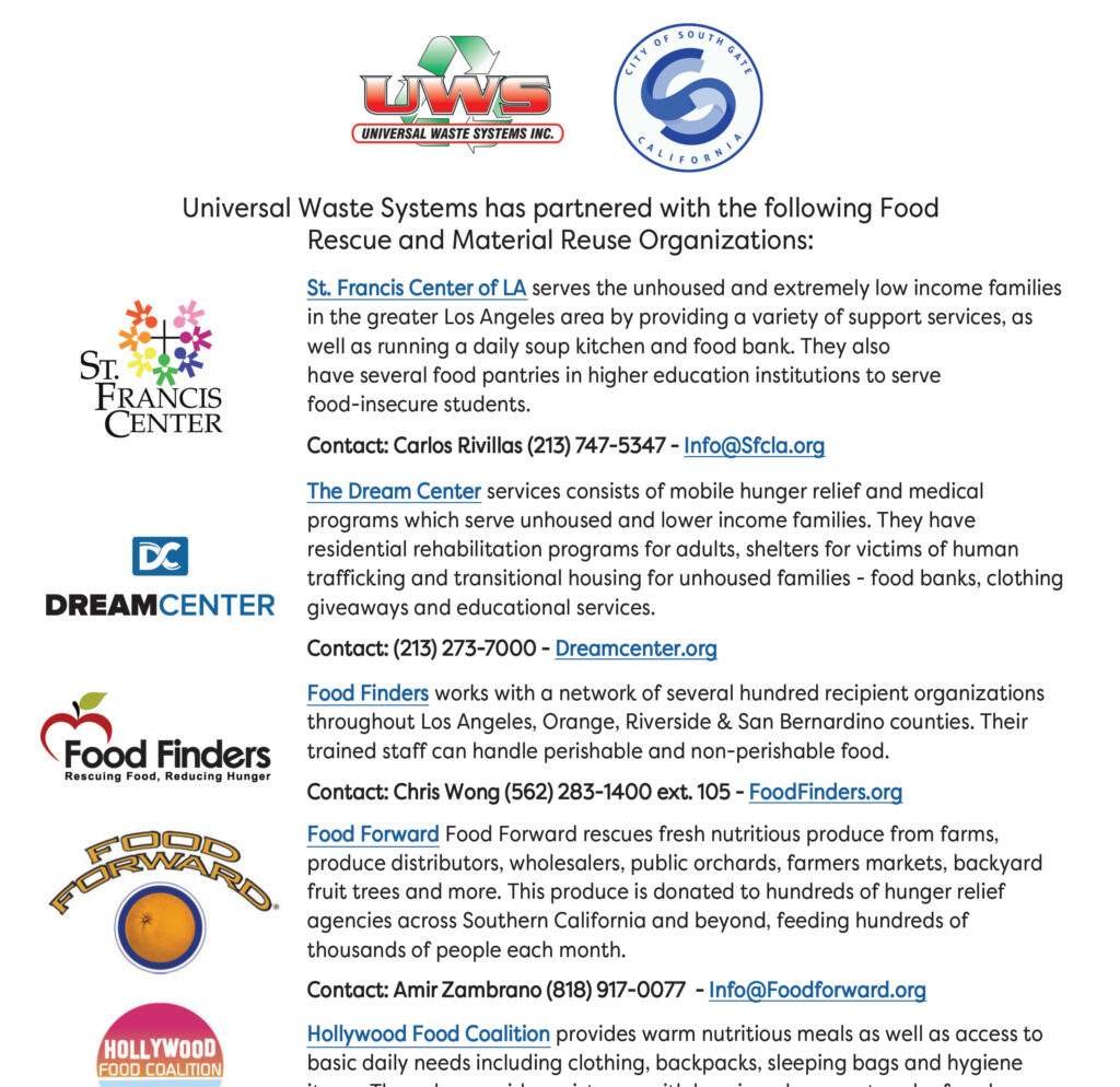 South Gate Residential Recycling Info Universal Waste Systems