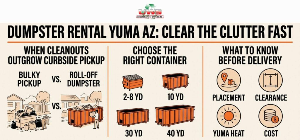 Dumpster Rental Yuma AZ, Clear the clutter Fast