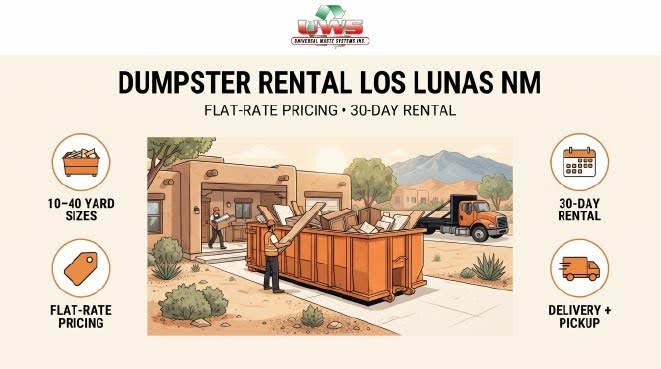 Dumpster Rental Los Lunas NM - Flat rate pricing 30-day rental